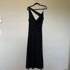 NWT Zara black tulle embroidered asymmetrical maxi dress  gown